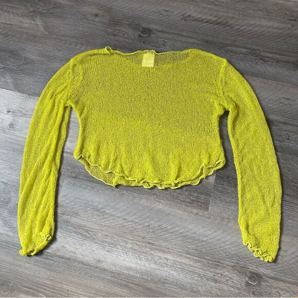 Tiger Mist Mesh Crop Top Sheer Chartreuse Green Party Club - Picture 5 of 9